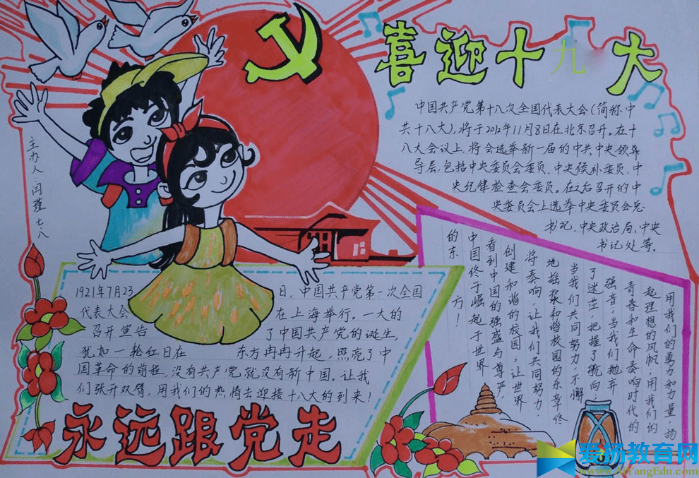 四年级喜迎十九手抄报心里话模板简单又漂亮