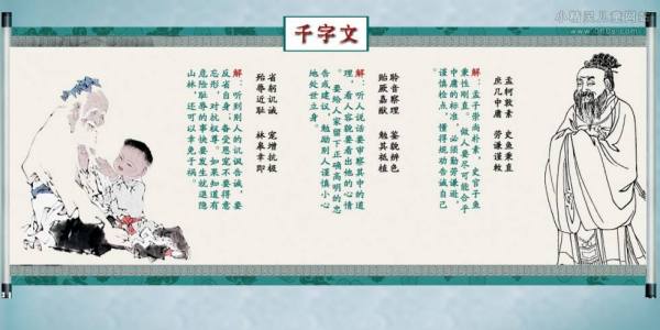 千字文关于孝的经典名句 千字文第一篇有多少个句子